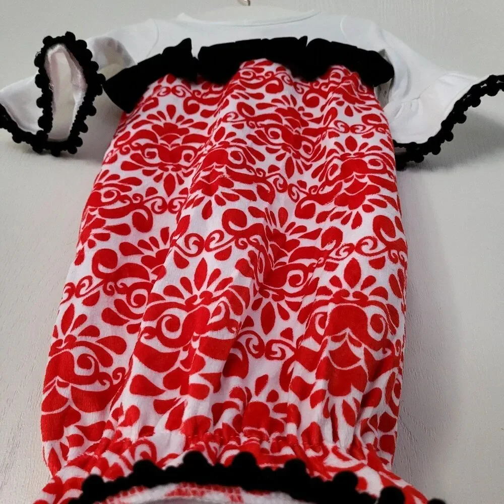 Mud Pie Baby-Girls Red Damask Sleep Gown Size 0-3M